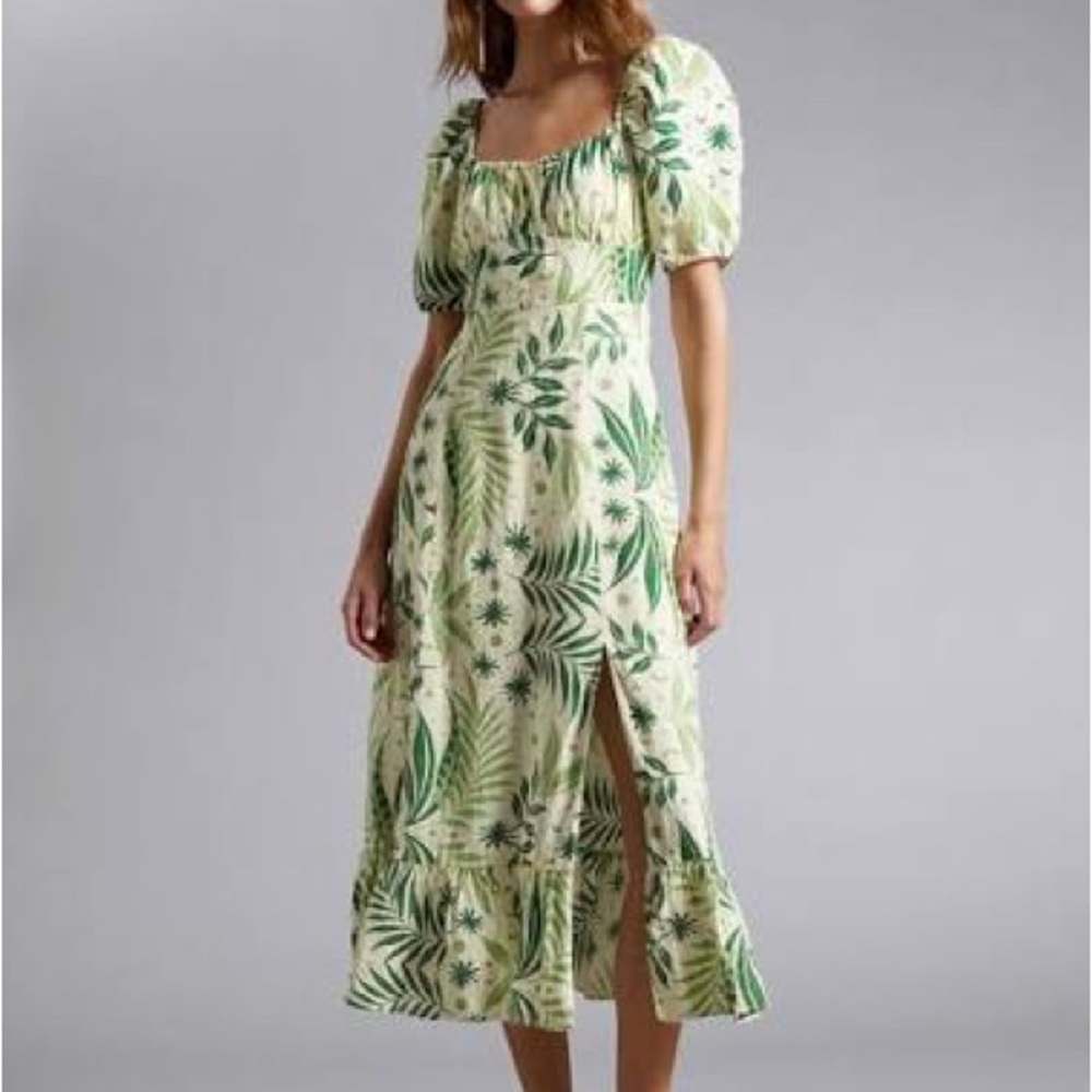 & Other Stories Green Floral Midi Dress